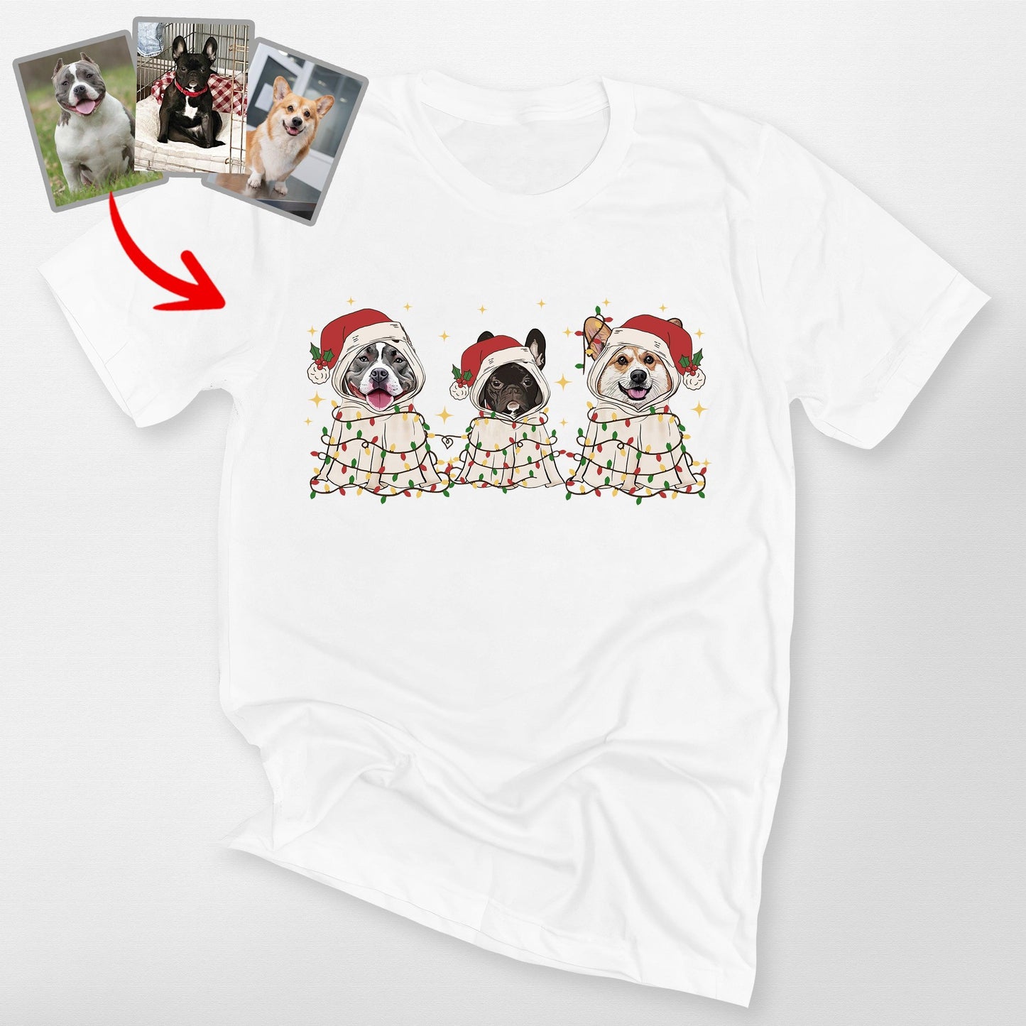 Cute Ghost Christmas Bella T-Shirt for Dog Lovers, custom pet portrait gift for pet lovers (view 12)