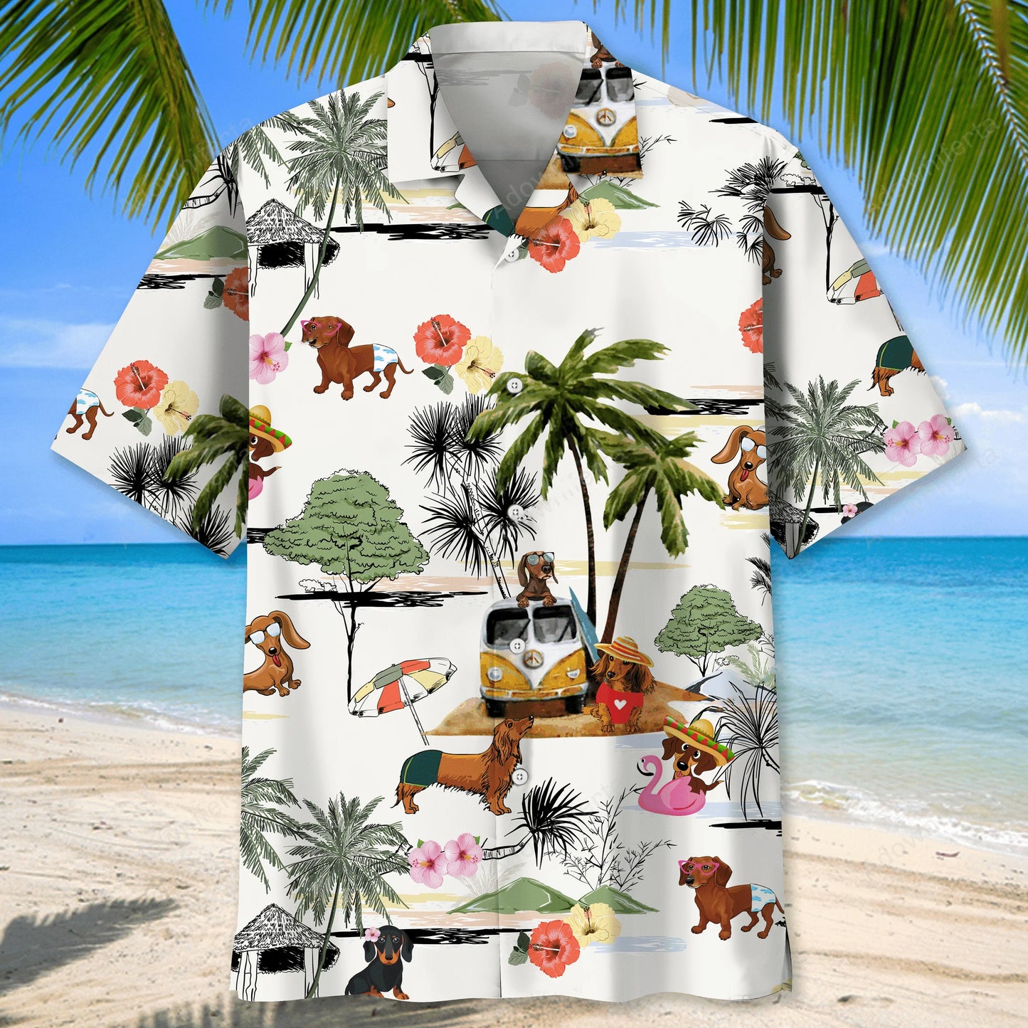 Dachshund Beach Funny Hawaiian Shirt