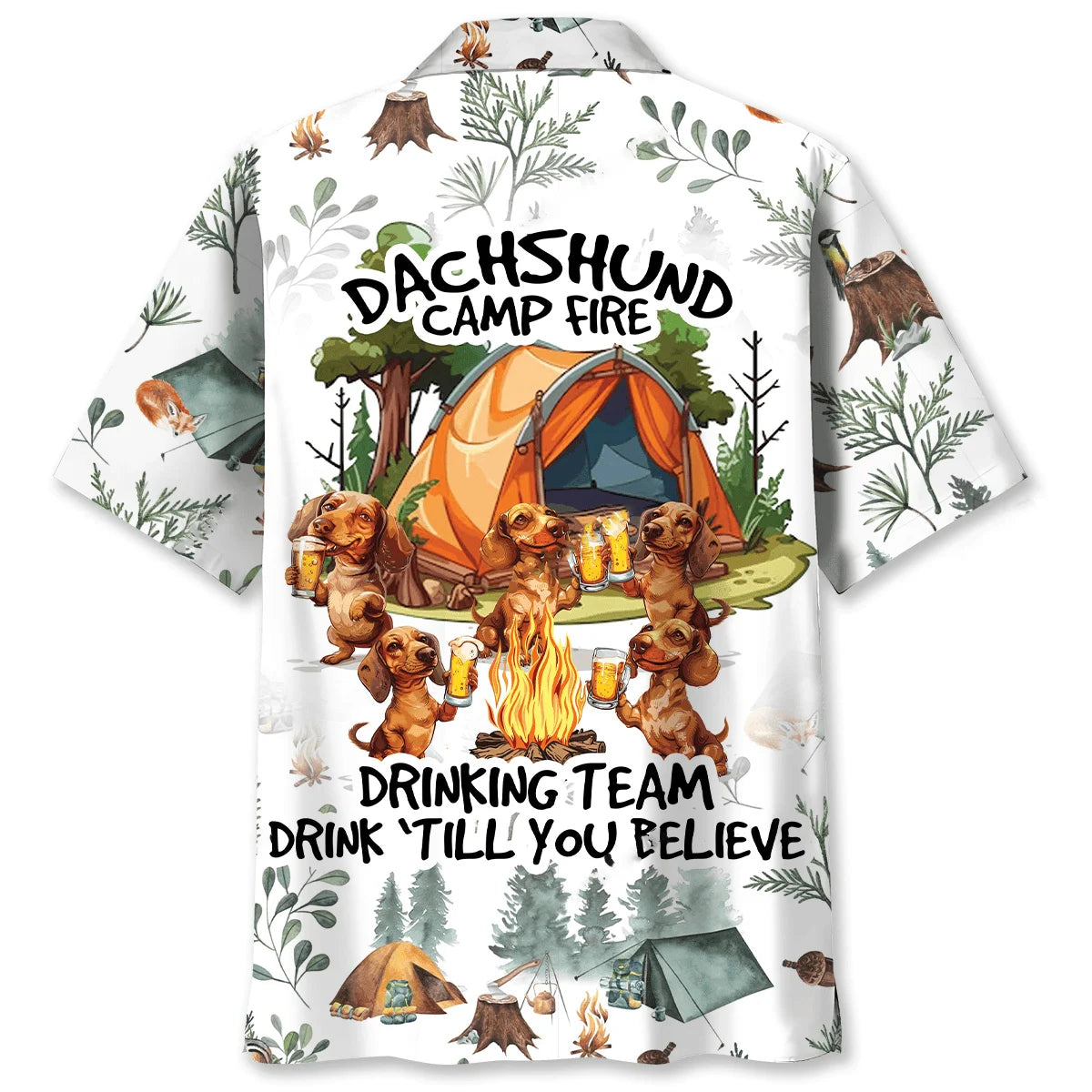 Dachshund Camp Fire Drinking Team Hawaiian Shirt