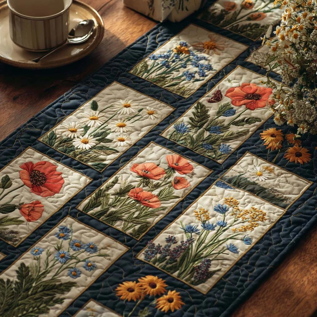 Daisy Garden Quilted Table Runner