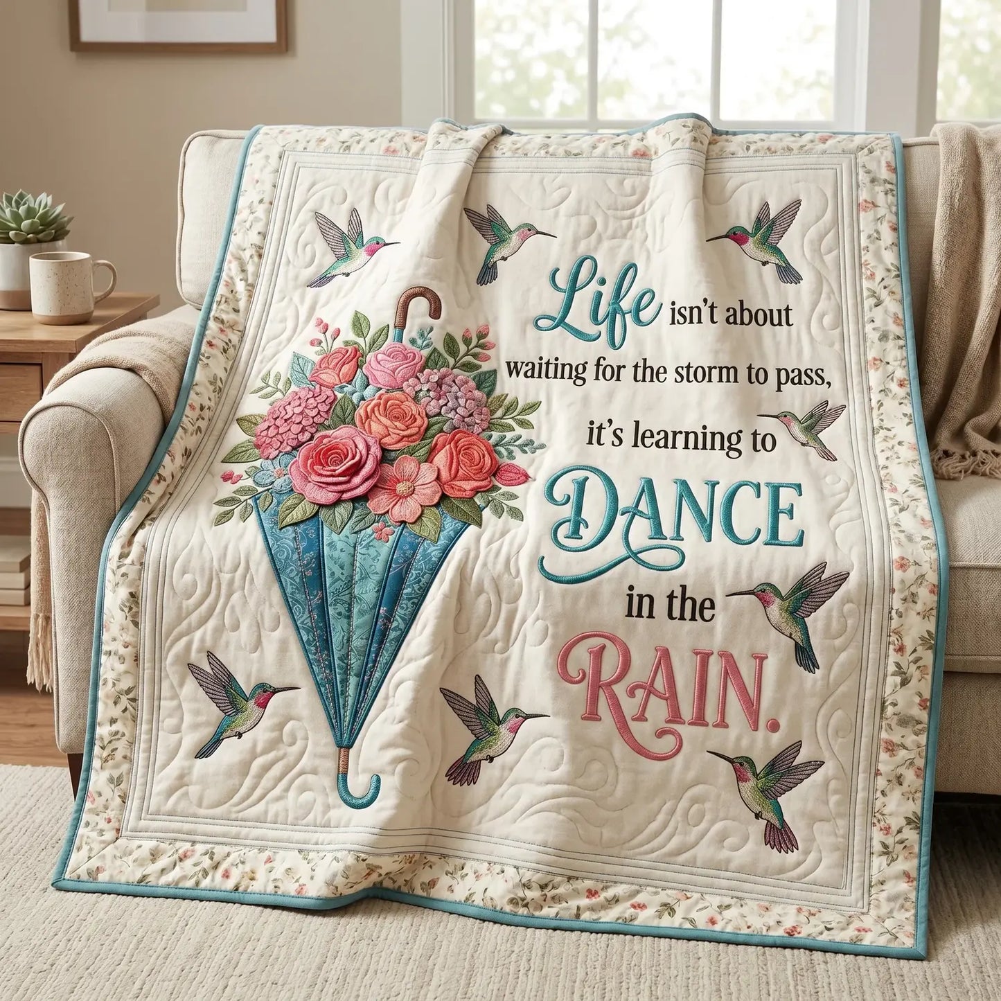 Dance In The Rain Quilt Blanket