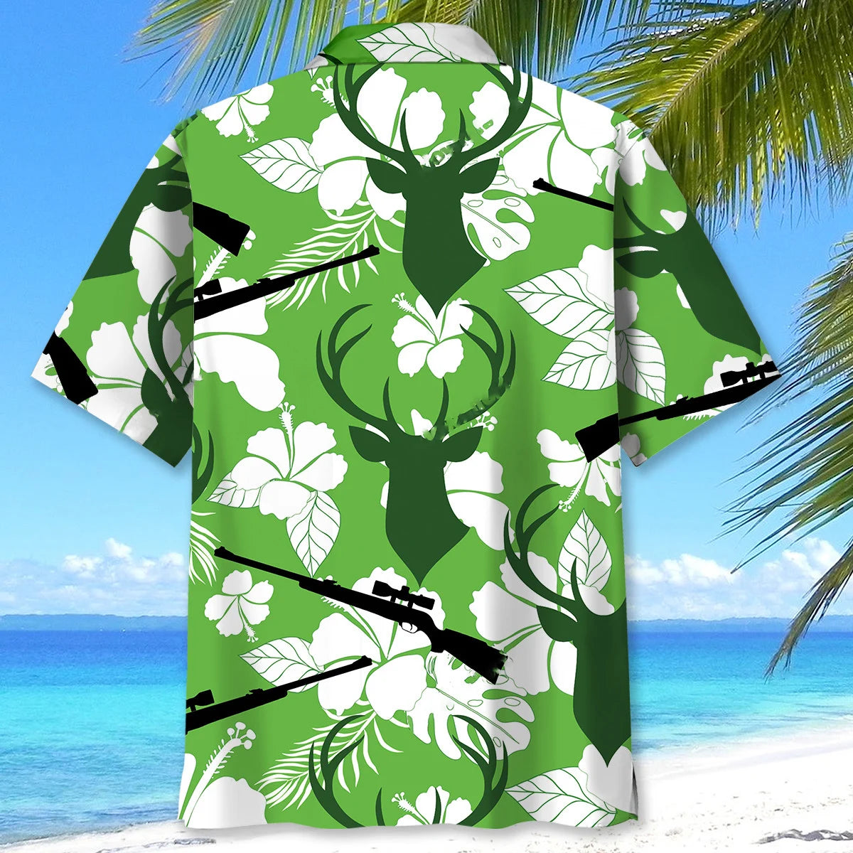 Deer Hunting Hibiscus Flower Hawaiian Shirt