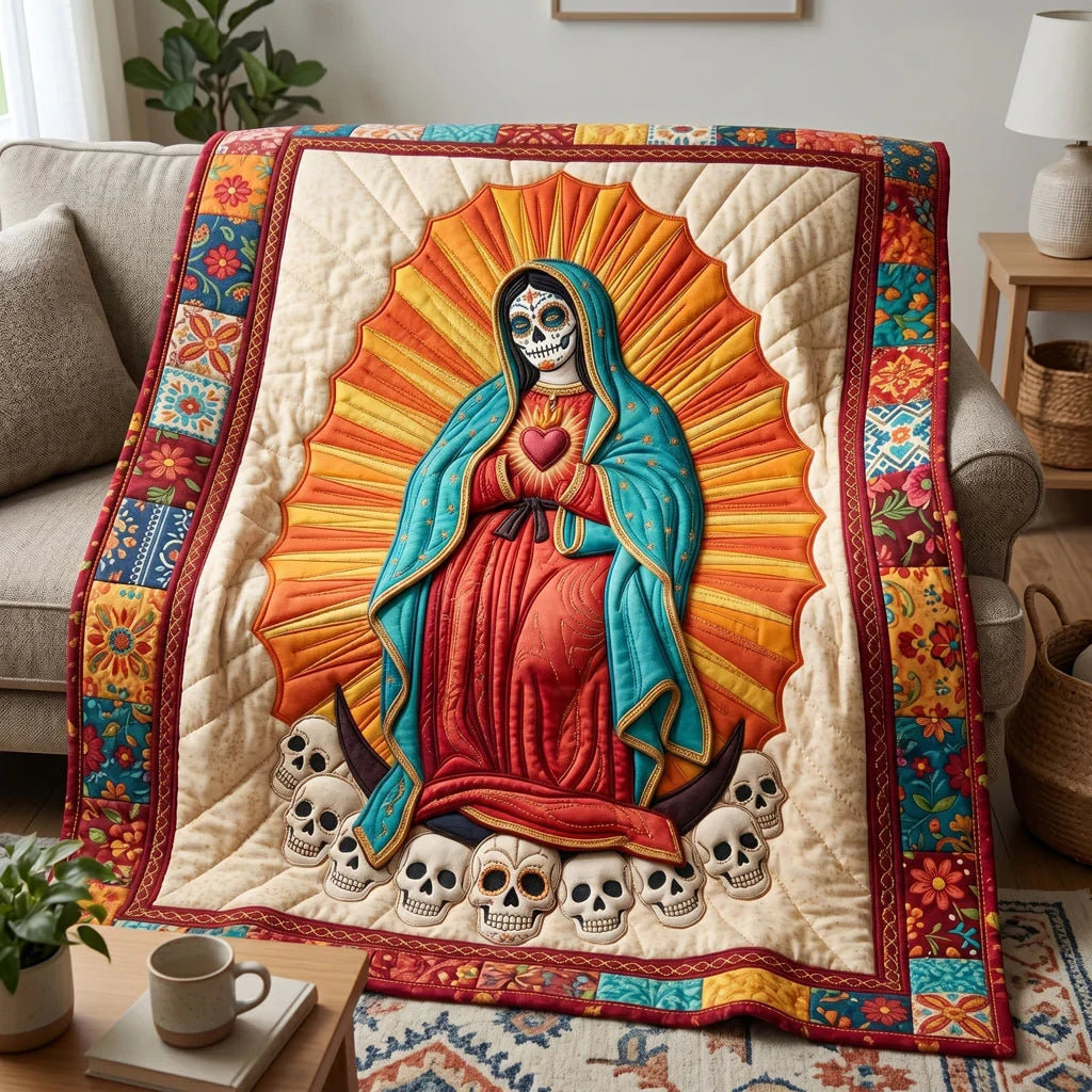 Día De Los Muertos Madonna Quilt Blanket