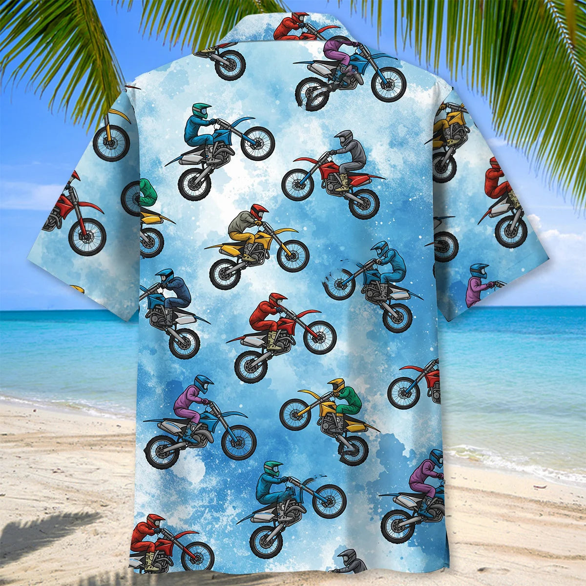 Dirt Bike Flying Blue Hawaiian Shirt
