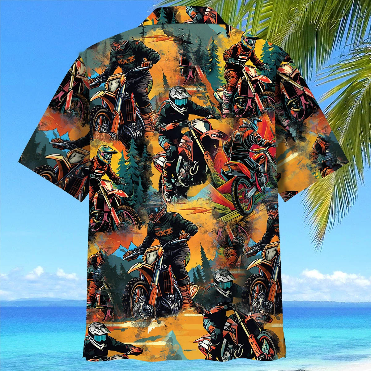 Dirt Bike Racing Vintage Art Hawaiian Shirt