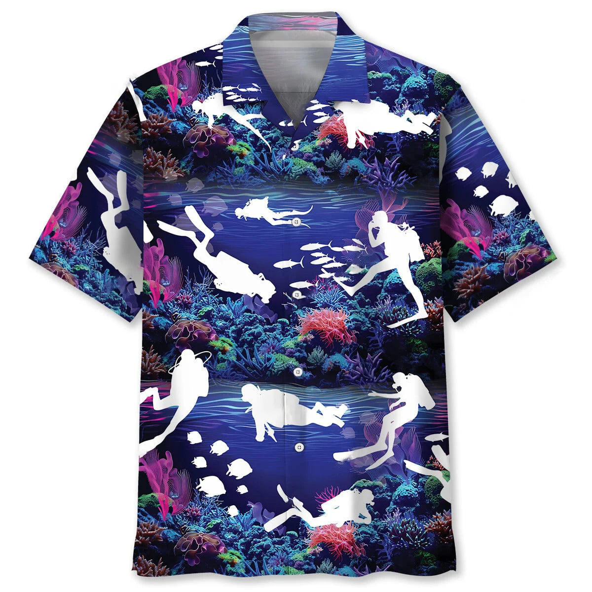 Diving with Neon Coral Ocean Hawaiian Shirt