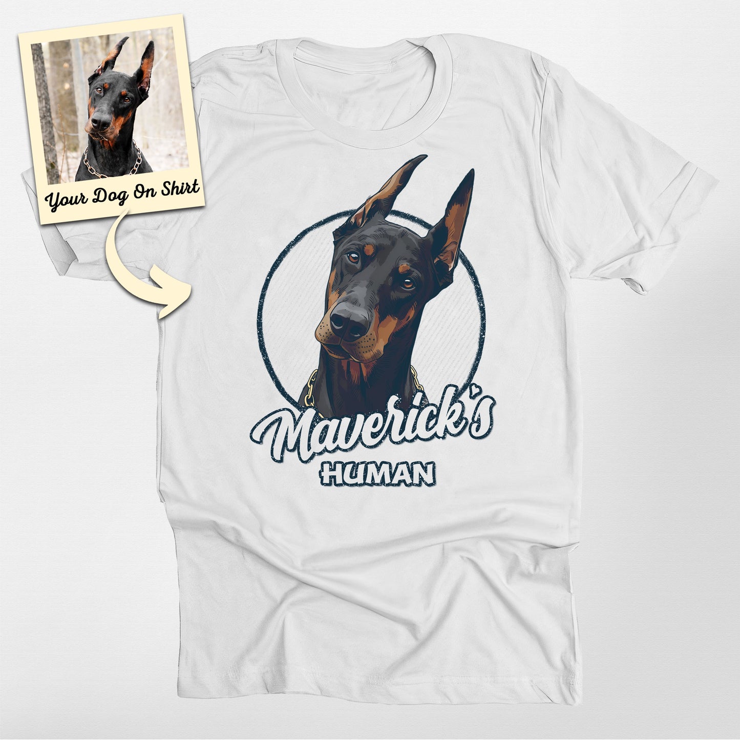 Doberman Shirt Custom Colorful Sketch Portrait Bel (view 5)