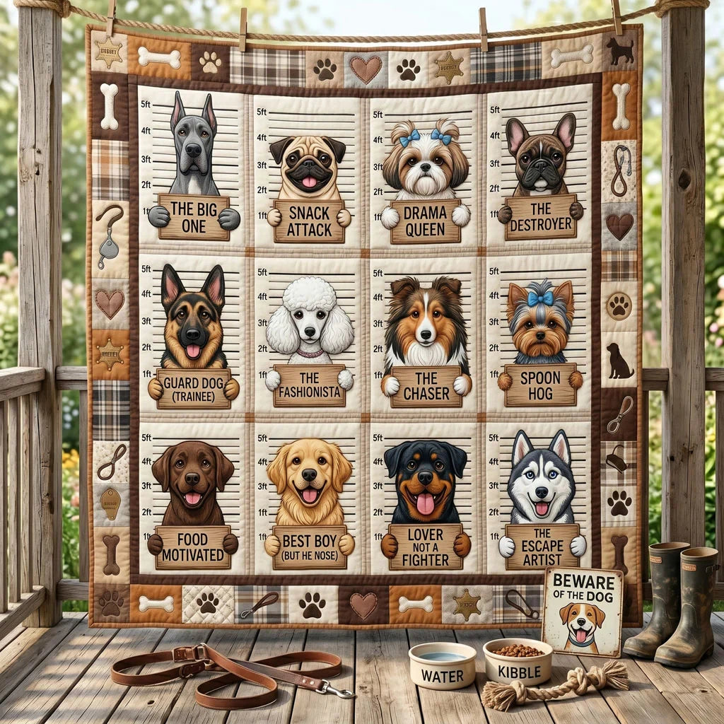 Dog Mugshot Quilt Blanket
