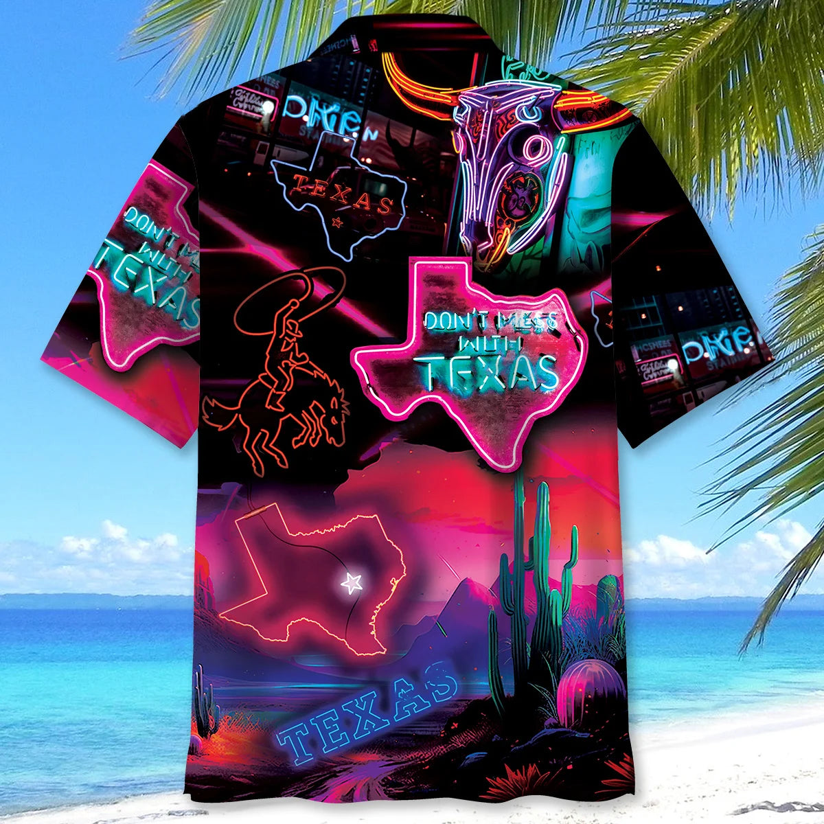 Don T Mess with Texas Neon Style Hawaiian Shirt