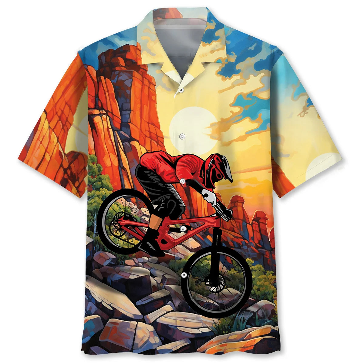 Down Hill with Mountain Bike Hawaiian Shirt