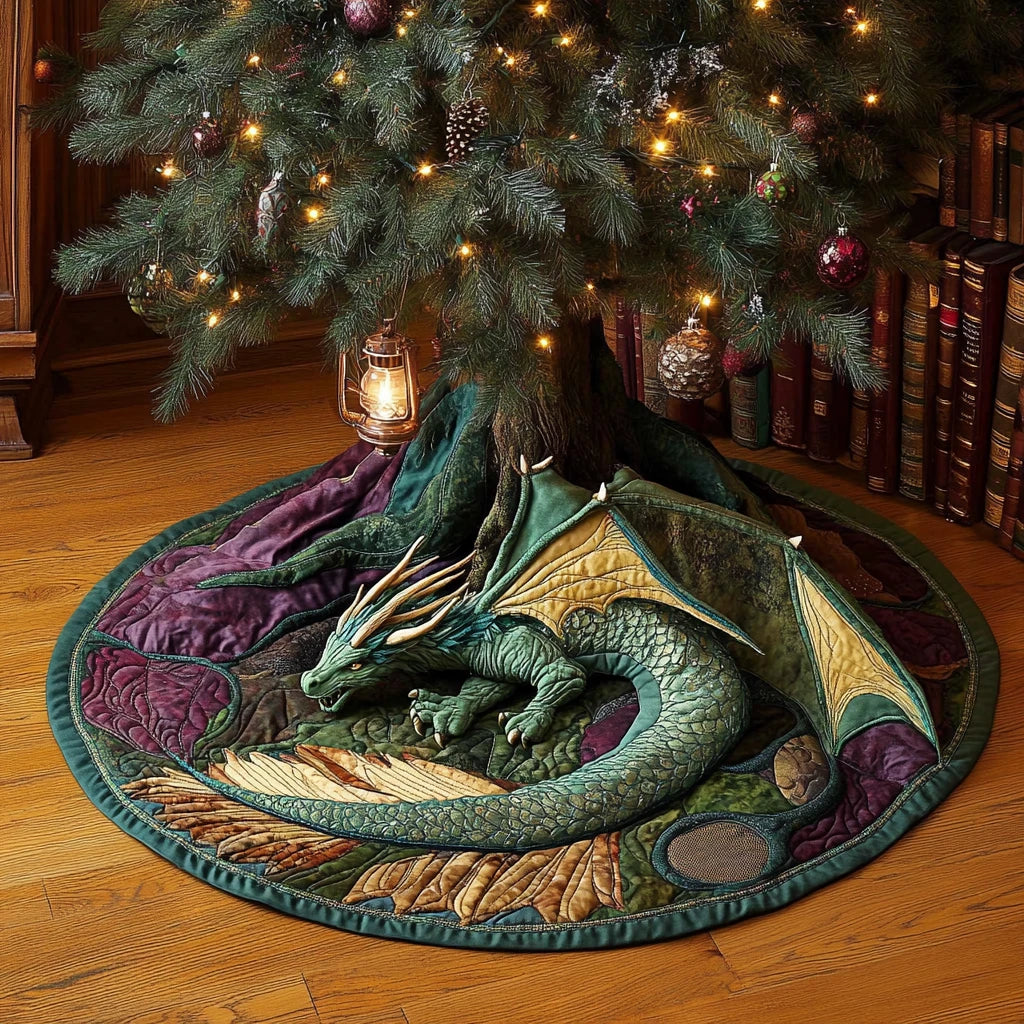 Dragon Haven Christmas Quilted Tree Skirt