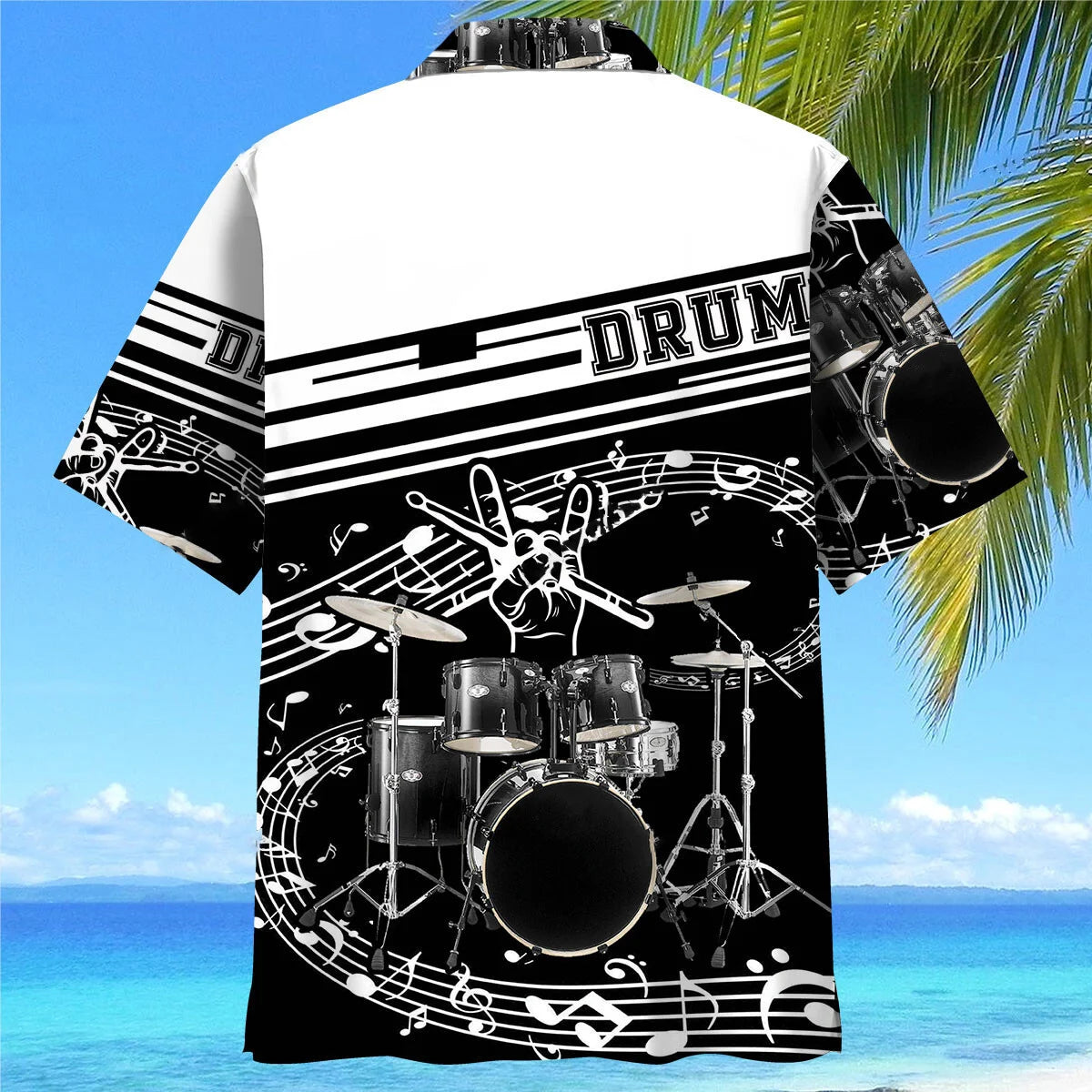 Drum Black White Hawaiian Shirt