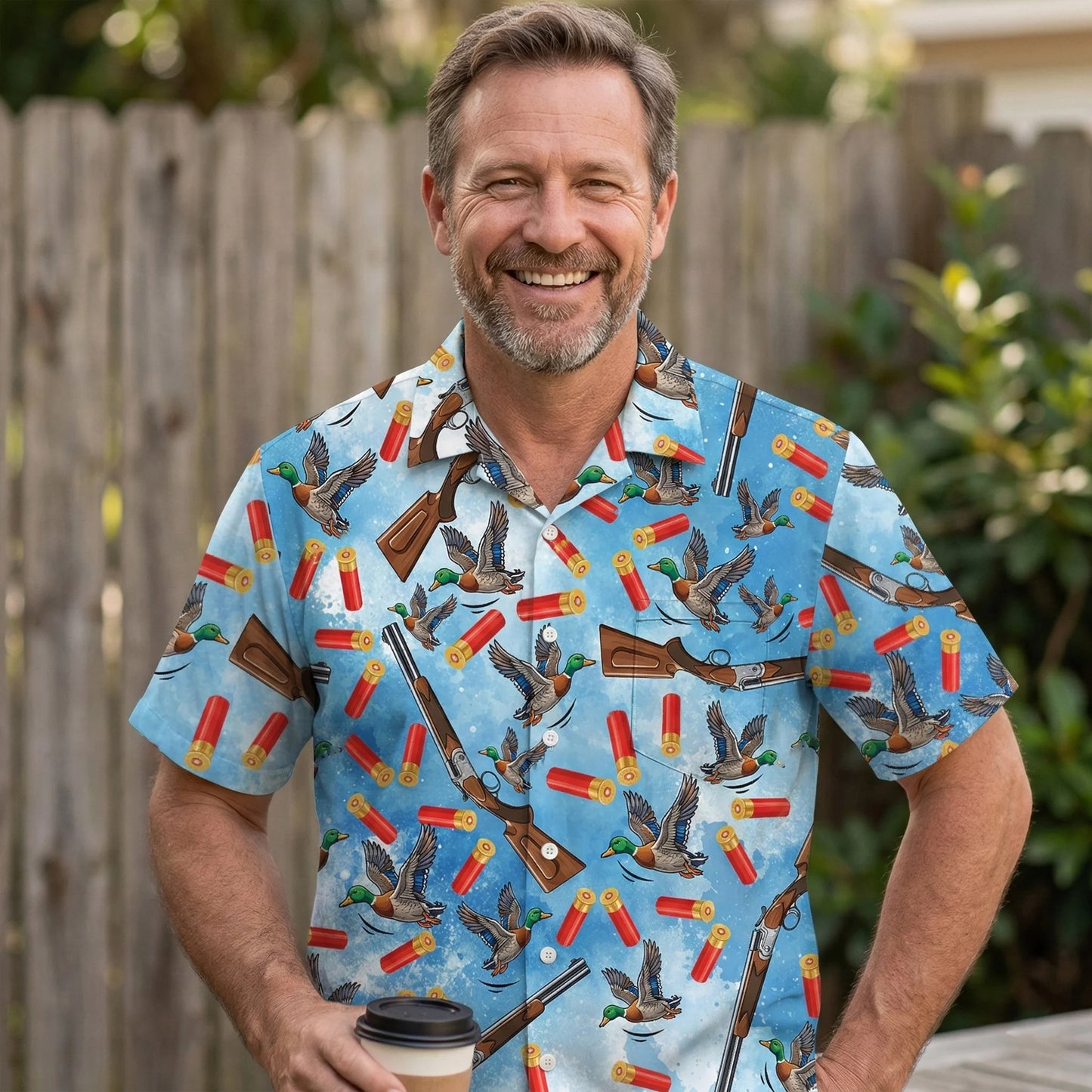 Duck Hunting Blue Hawaiian Shirt