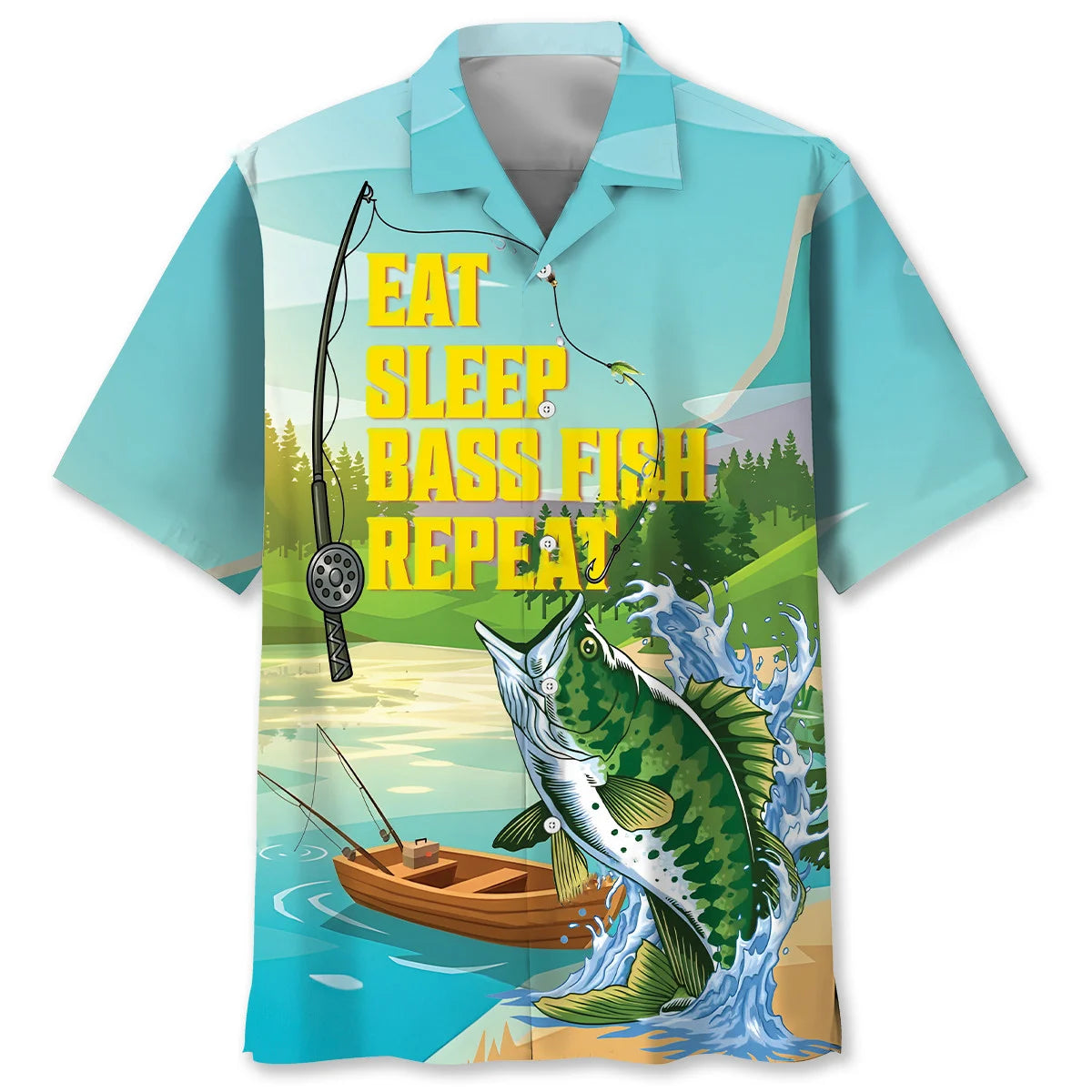 Eat Sleep Bass Fish Repeat Hawaiian Shirt
