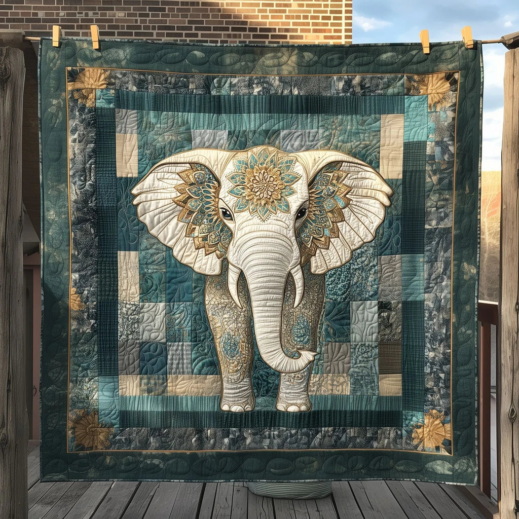 Elephant Patches Of Wisdom Quilt Blanket