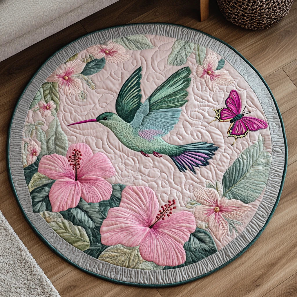Emerald Flutter Quilted Round Mat