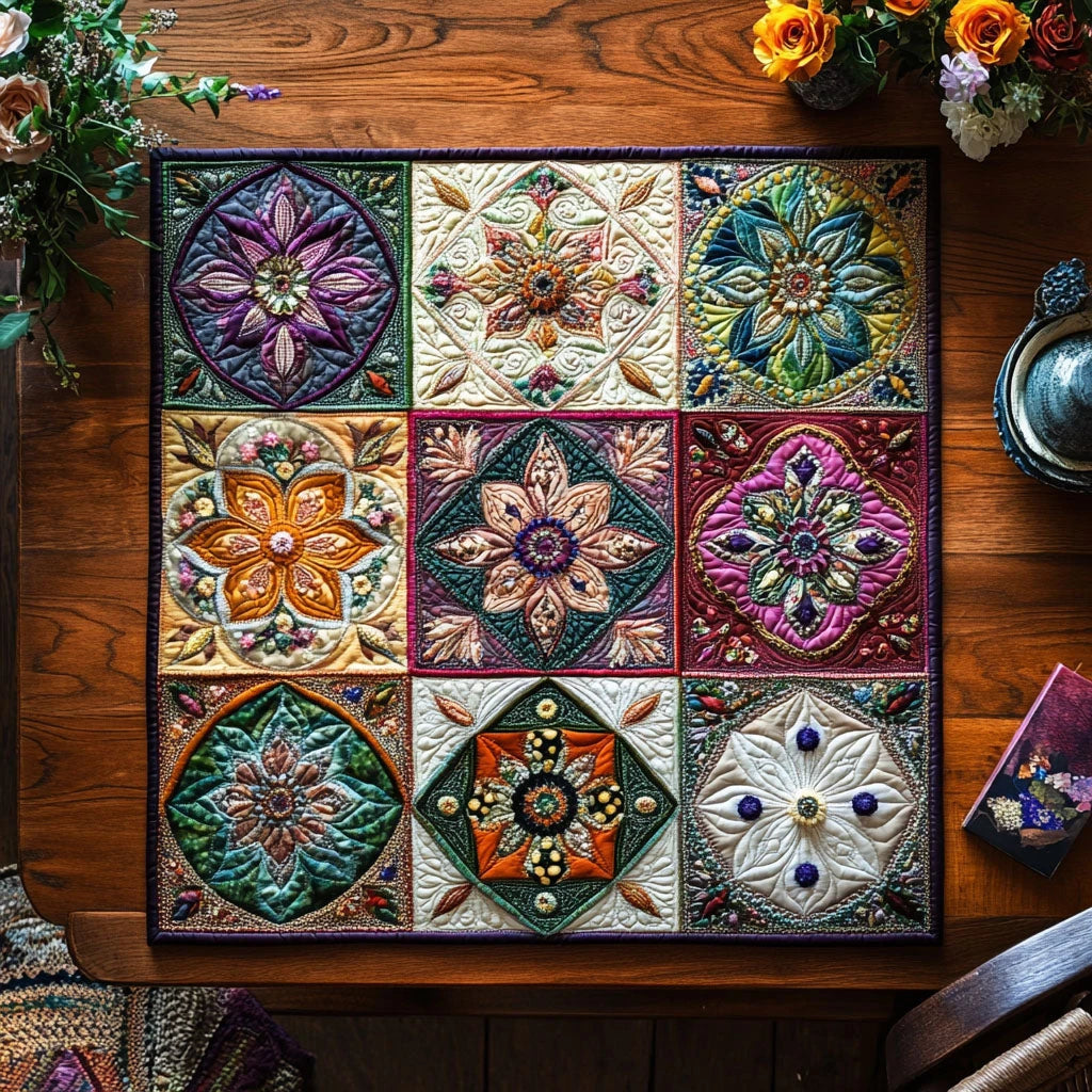 Eternal Mandala Quilted Table Topper