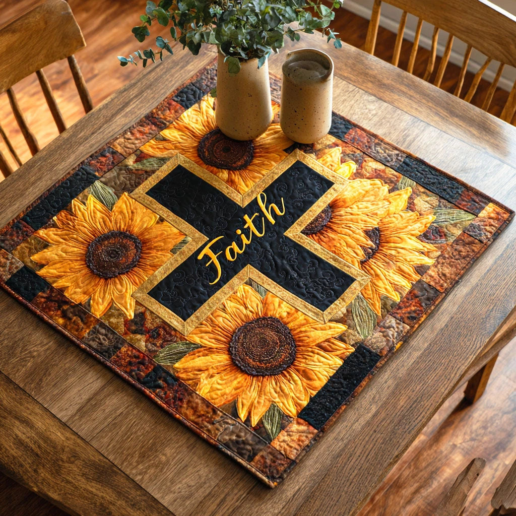 Faith Bloom Sunflower Quilted Table Topper