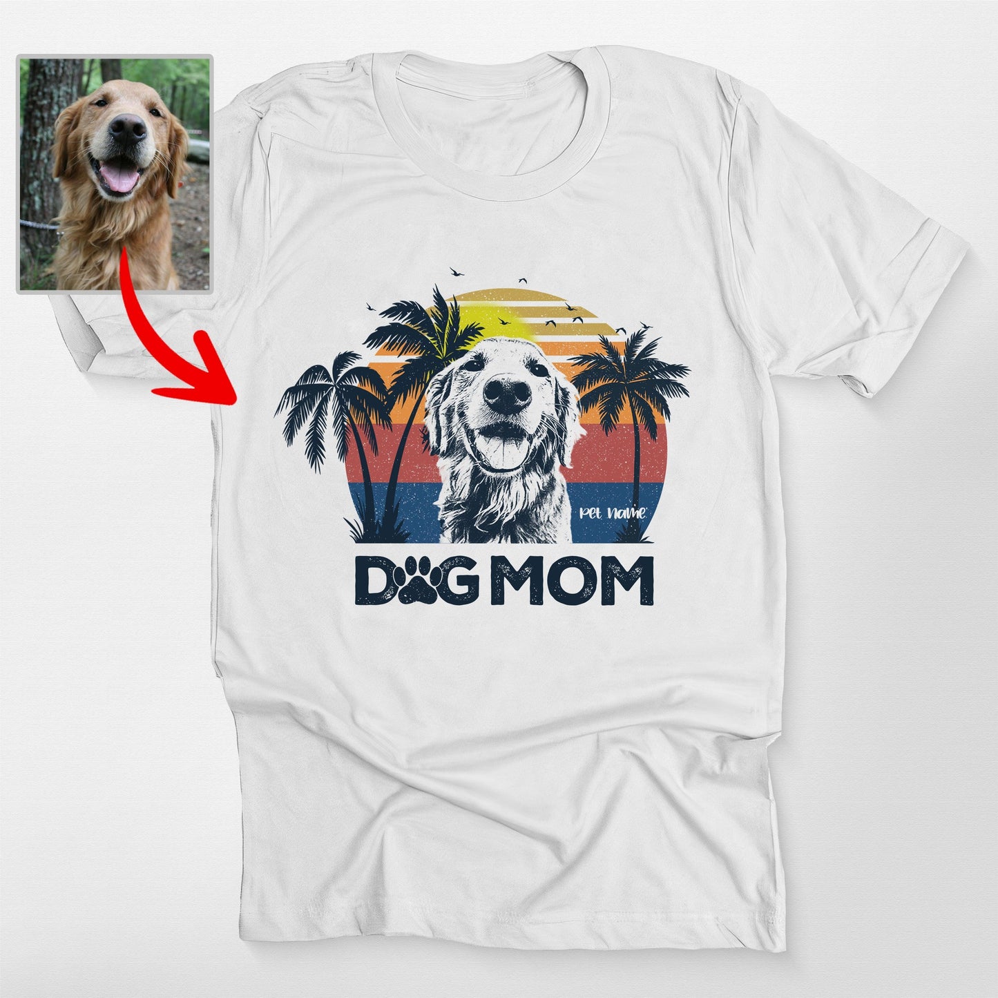Fantastic Summer Vibes Customized Dog Portrait T-Shirt, custom pet portrait gift for pet lovers (view 3)
