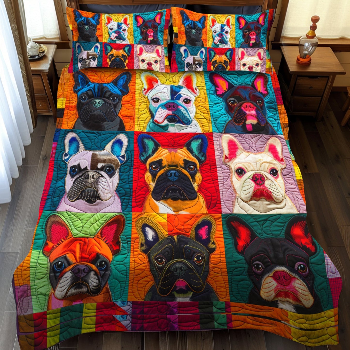 French Bulldog Fanatic 3-Piece Quilted Bedding Set - Single (59" x 70")
