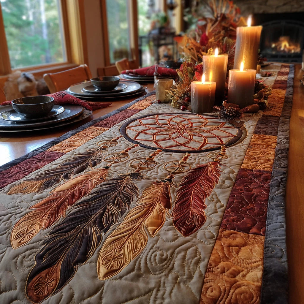 Feathered Light Quilted Table Runner