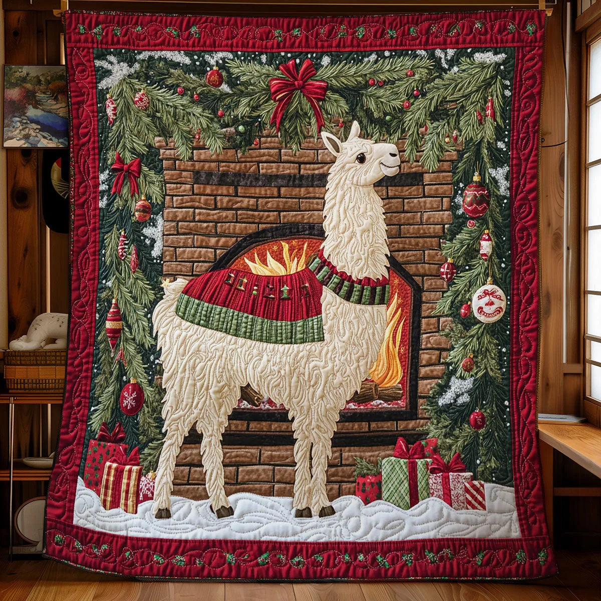 Festive Llama Quilt Blanket