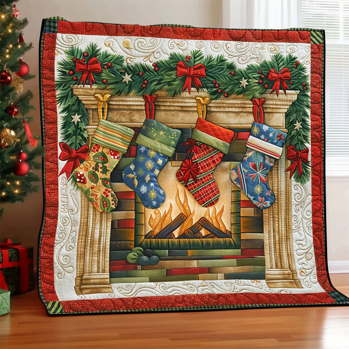 Festive Stocking Quilt Blanket
