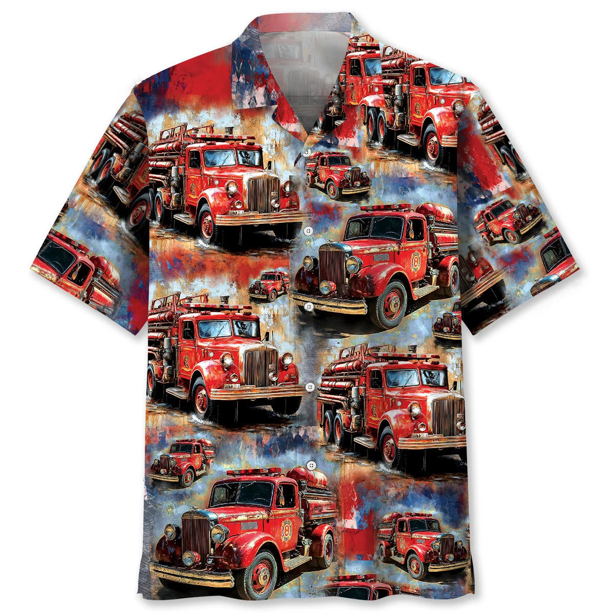 Fire Trucks Vintage Hawaiian Shirt