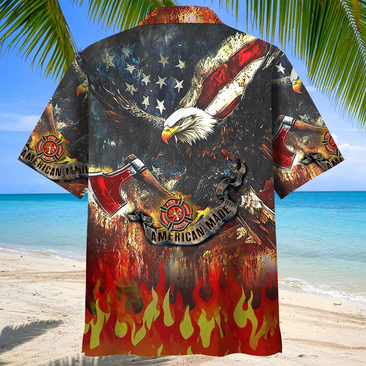 Firefighter American Made Eagle Hawaiian Shirt