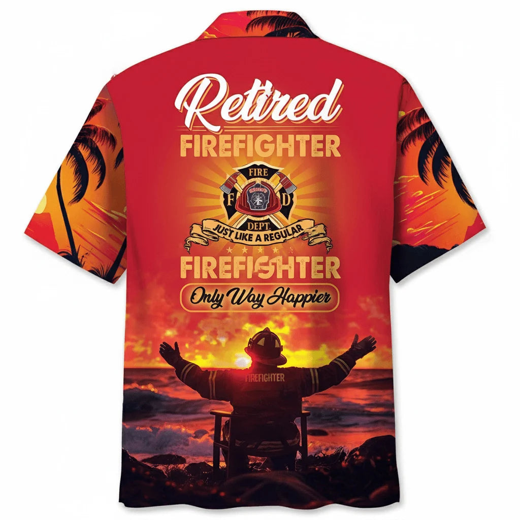 Firefighter Retirement Hawaiian Shirt - L - hawaiian shirt