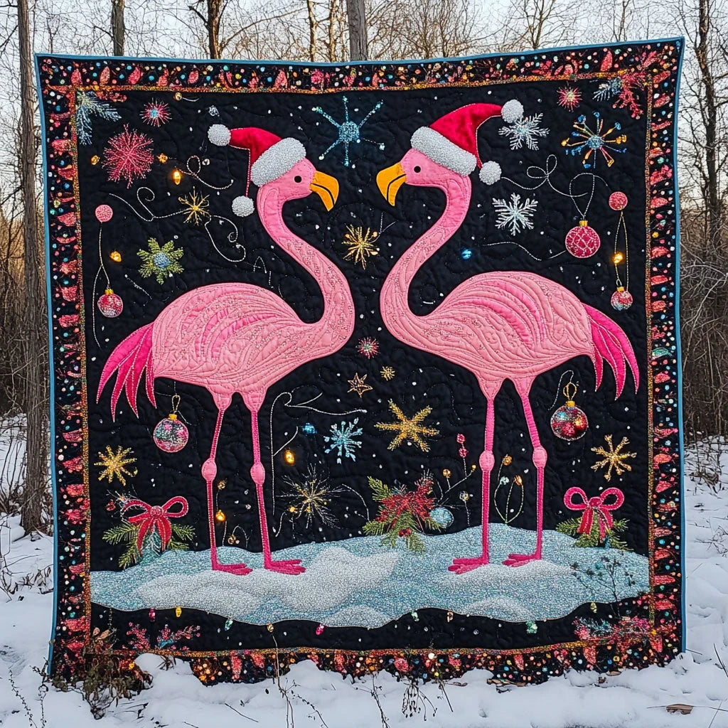 Flamingo Snow Dream Quilt Blanket