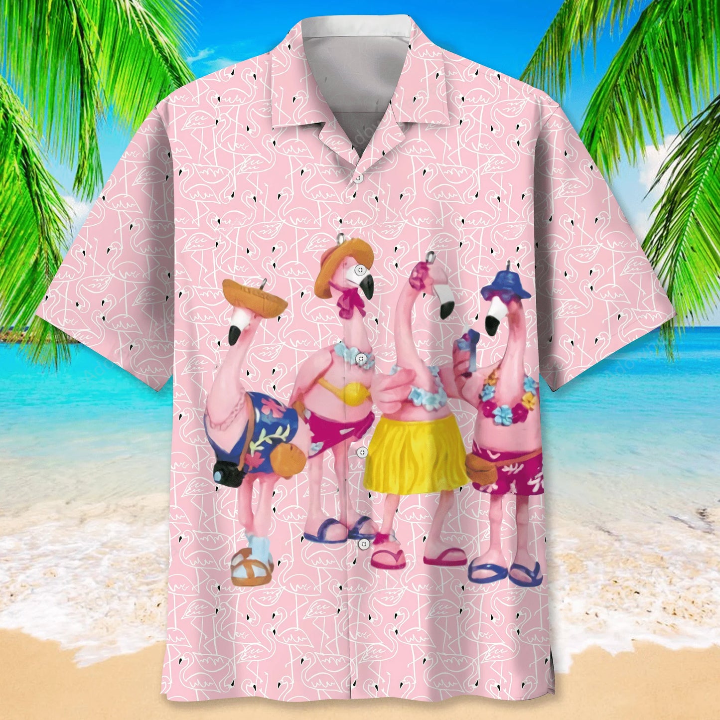 Flamingo Pink Funny Hawaiian Shirt