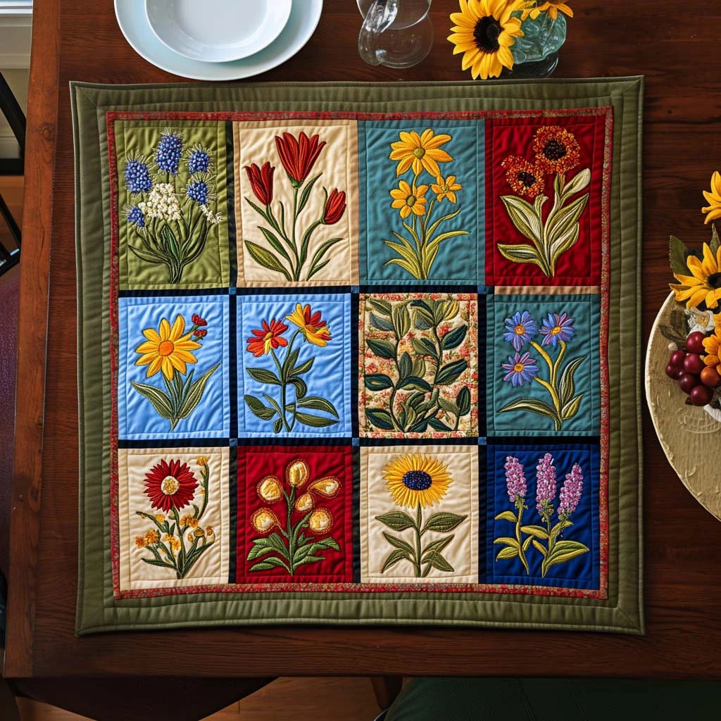 Floral Charm Quilted Table Topper