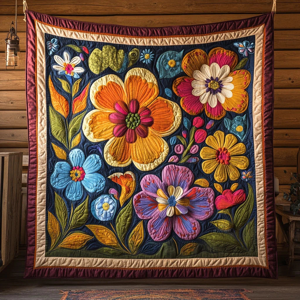 Floral Fireworks Quilt Blanket