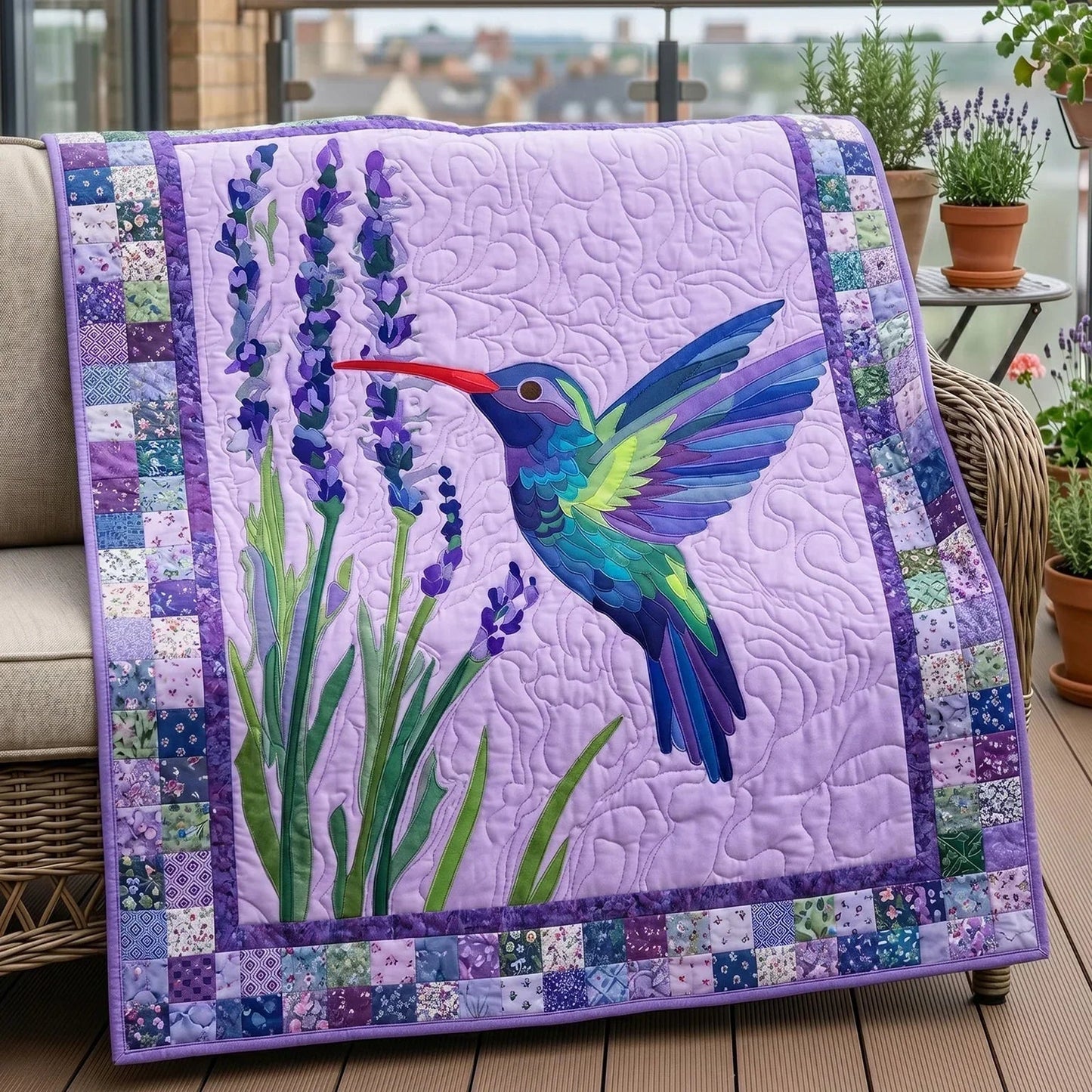 Floral Flight Quilt Blanket - Quilted Blanket by OtterMia