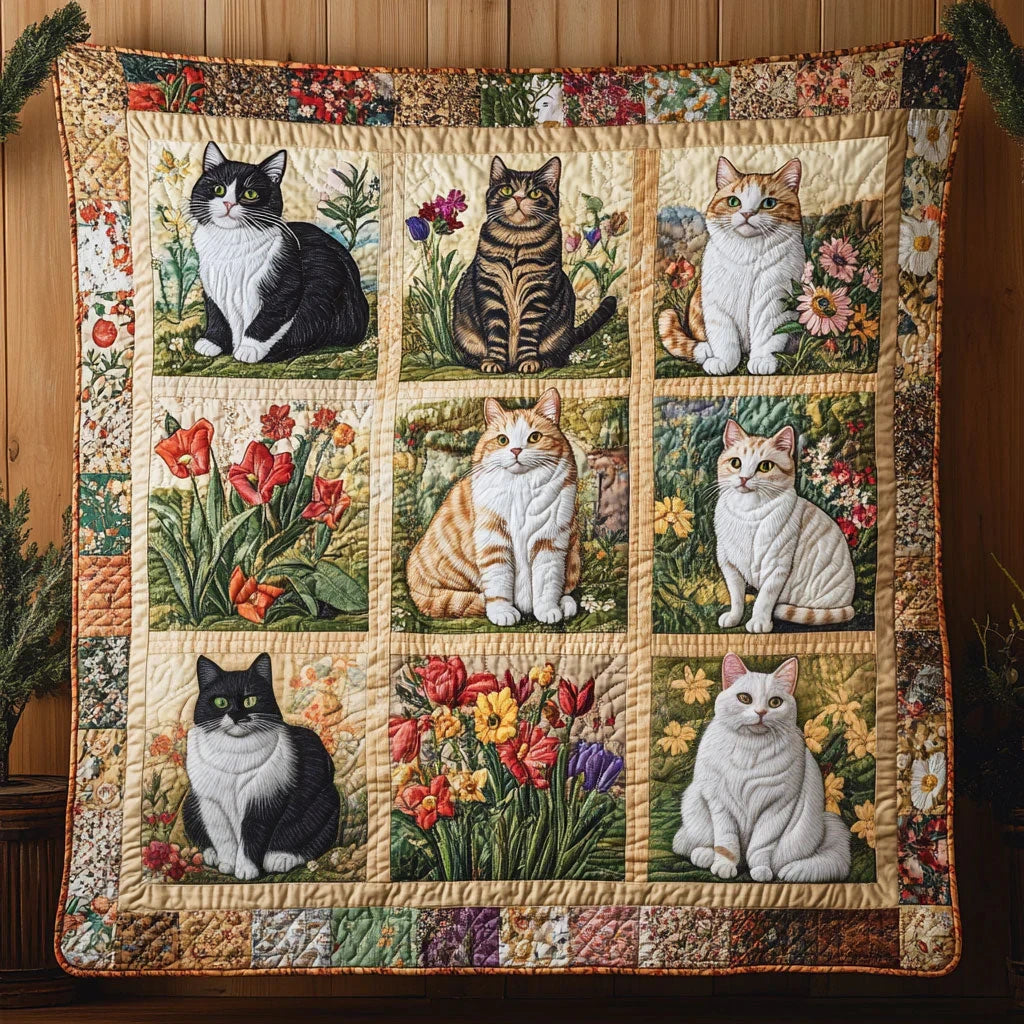 Floral Soul Cat Quilt Blanket