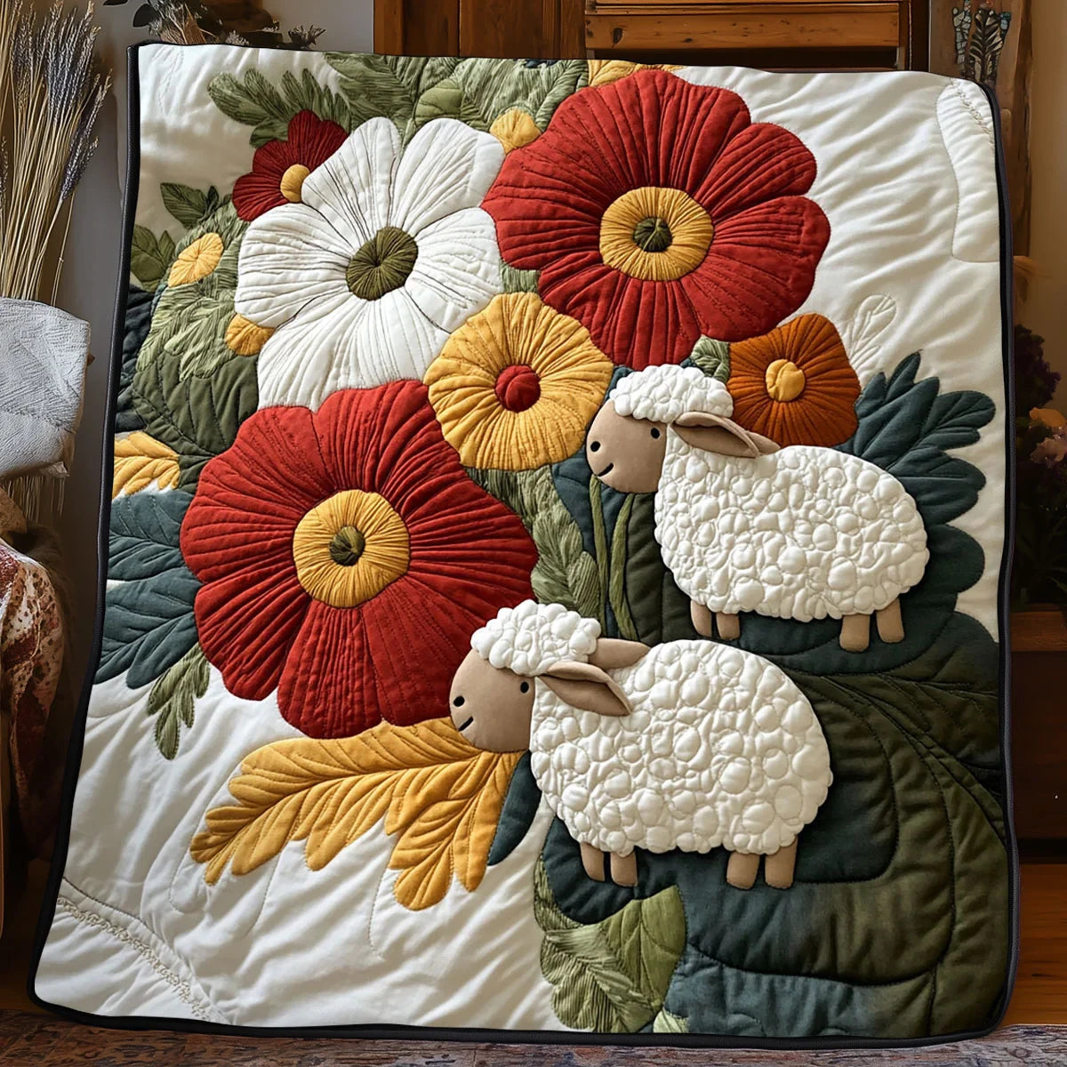 Flower Sheep Quilt Blanket