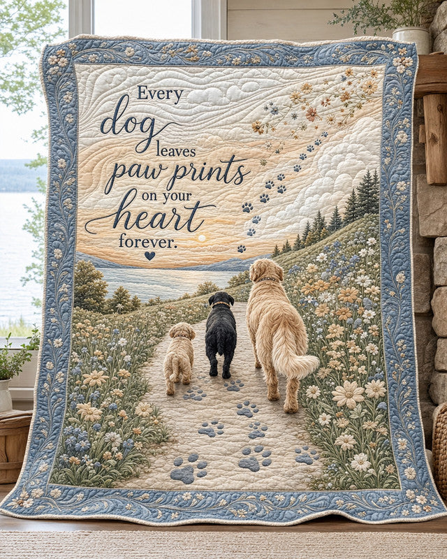 Forever Paw Quilt Blanket - Quilted Blanket by OtterMia
