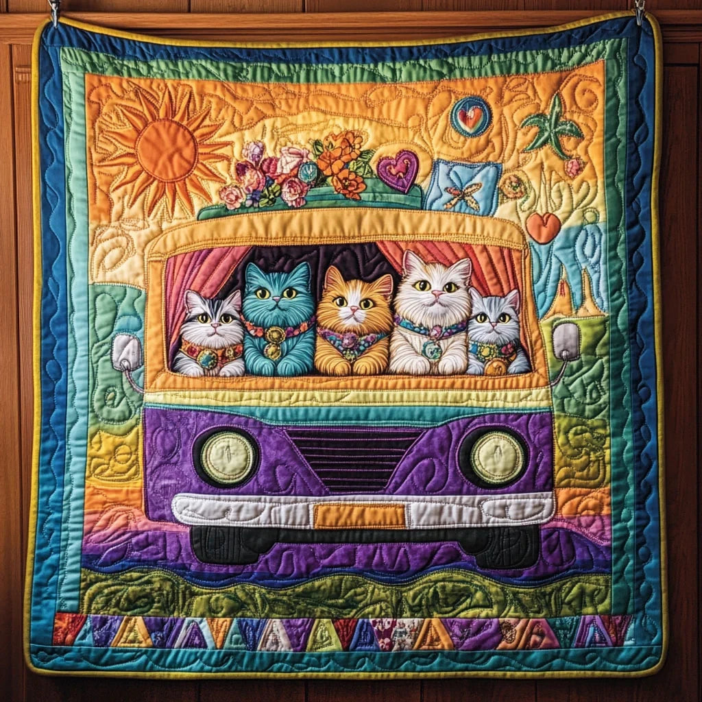 Free Spirit Feline Van Quilt Blanket