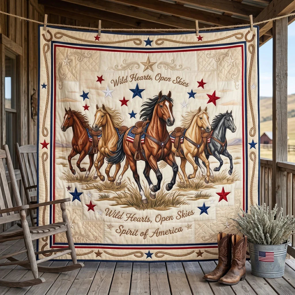 Freedom Run Ranch Quilt Blanket
