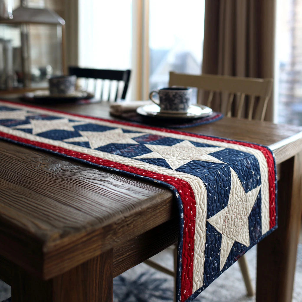 Freedom Stars Quilted Table Runner