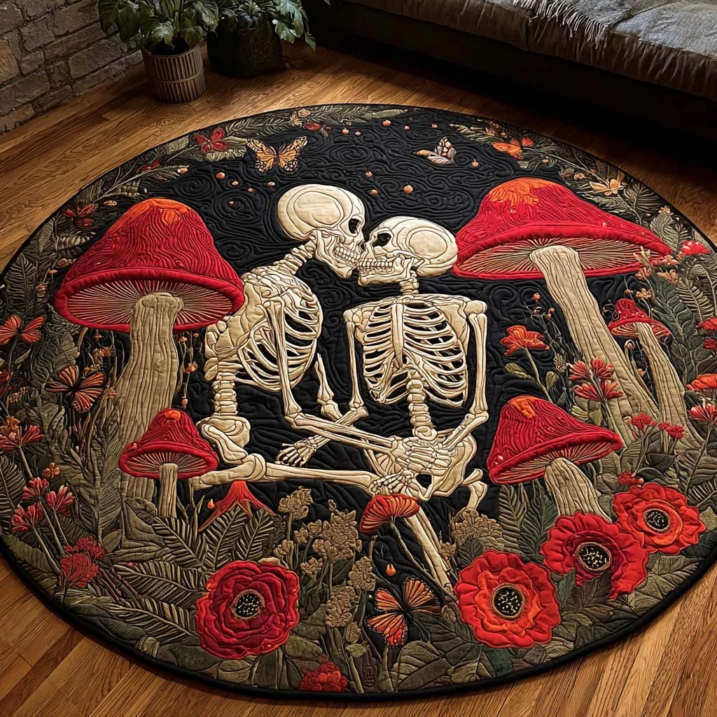 Fungi Bones Quilted Round Mat