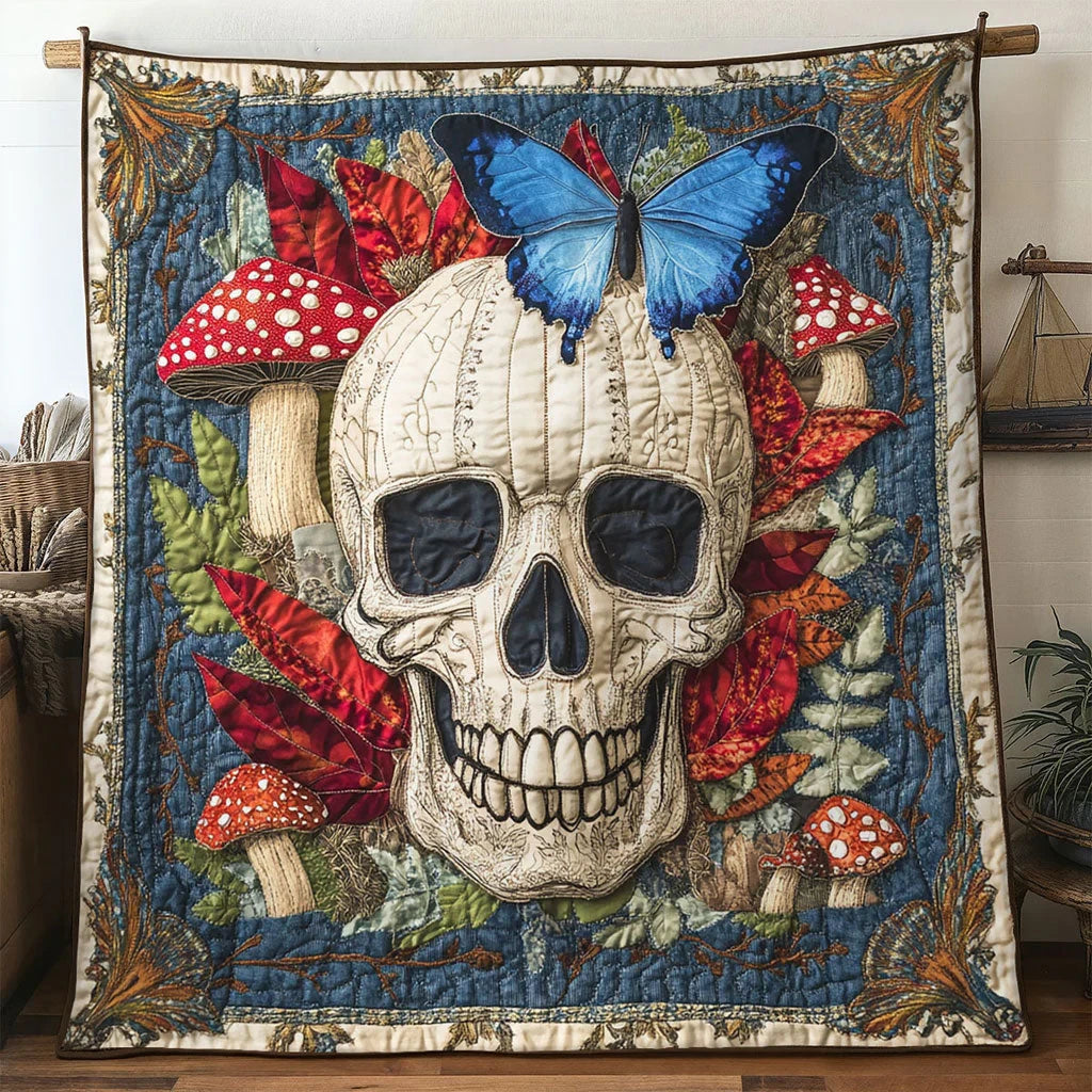 Fungi Dream Skull Quilt Blanket