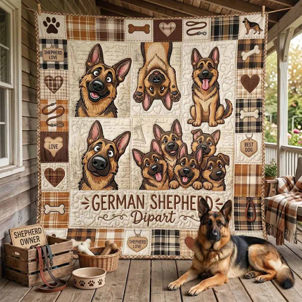 Funny Shepherd Faces Quilt Blanket
