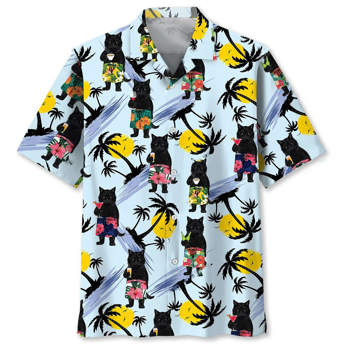 Funny Angry Black Cat Hawaiian Shirt