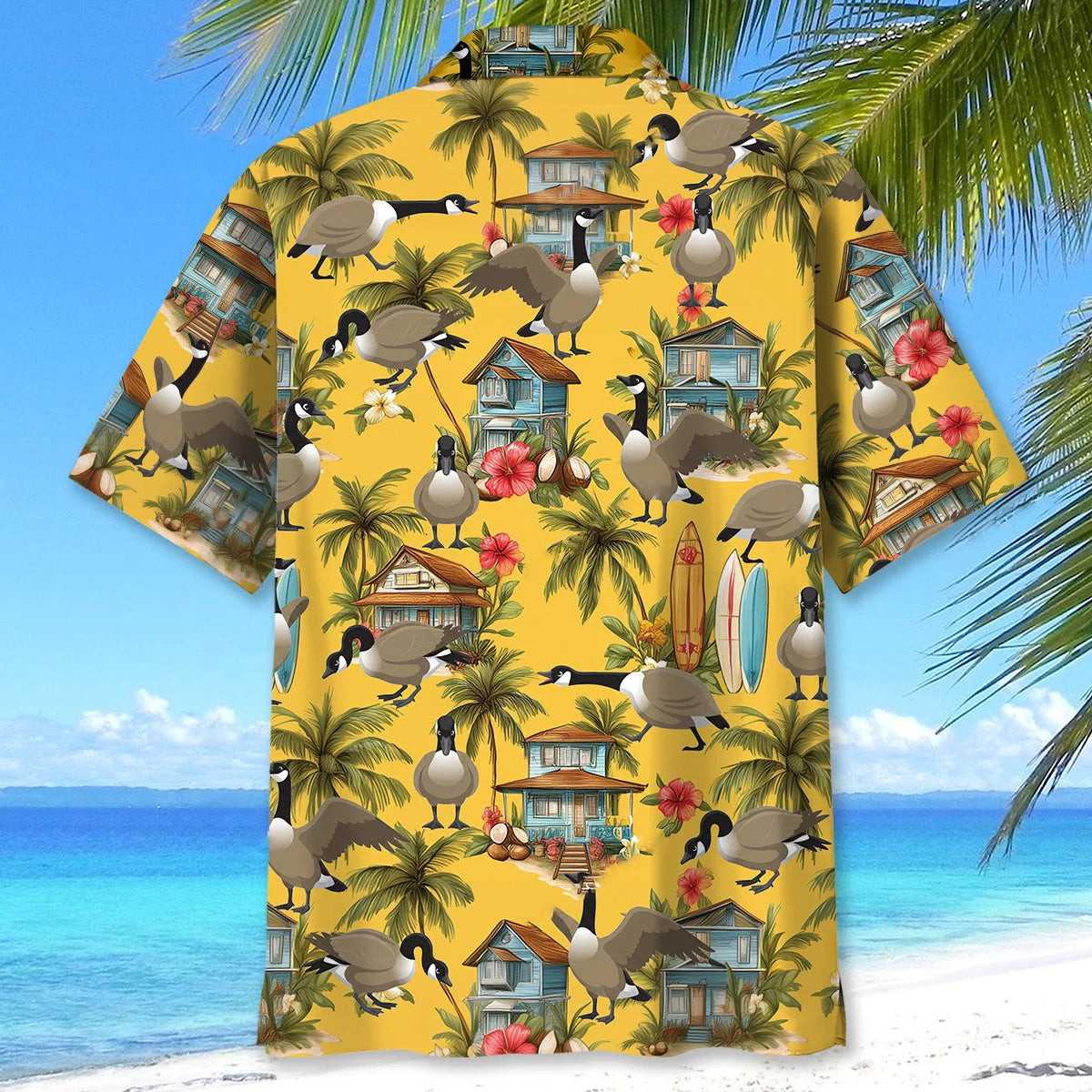 Funny Beach Goose Yellow Hawaiian Shirt