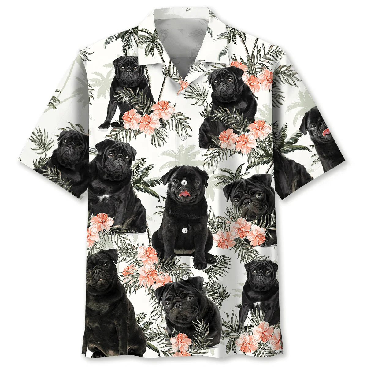 Funny Black Pug Hawaiian Shirt