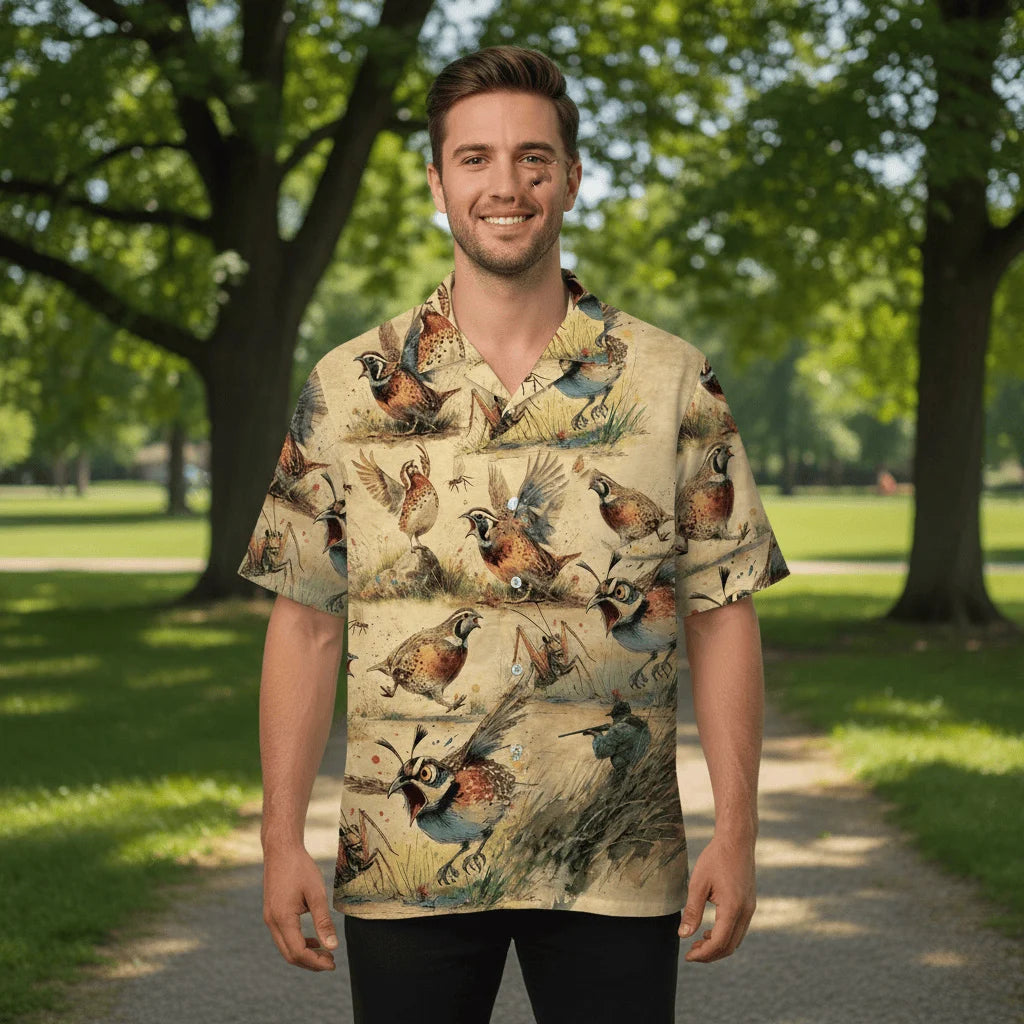 Funny Bobwhite Quail Hunting Hawaiian Shirt