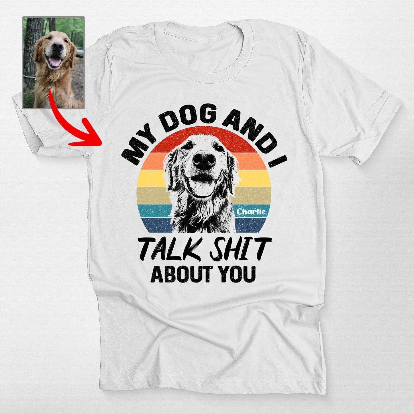 Funny Custom my Dog and I Talk Shit Unisex T-Shirt, custom pet portrait gift for pet lovers (view 7)