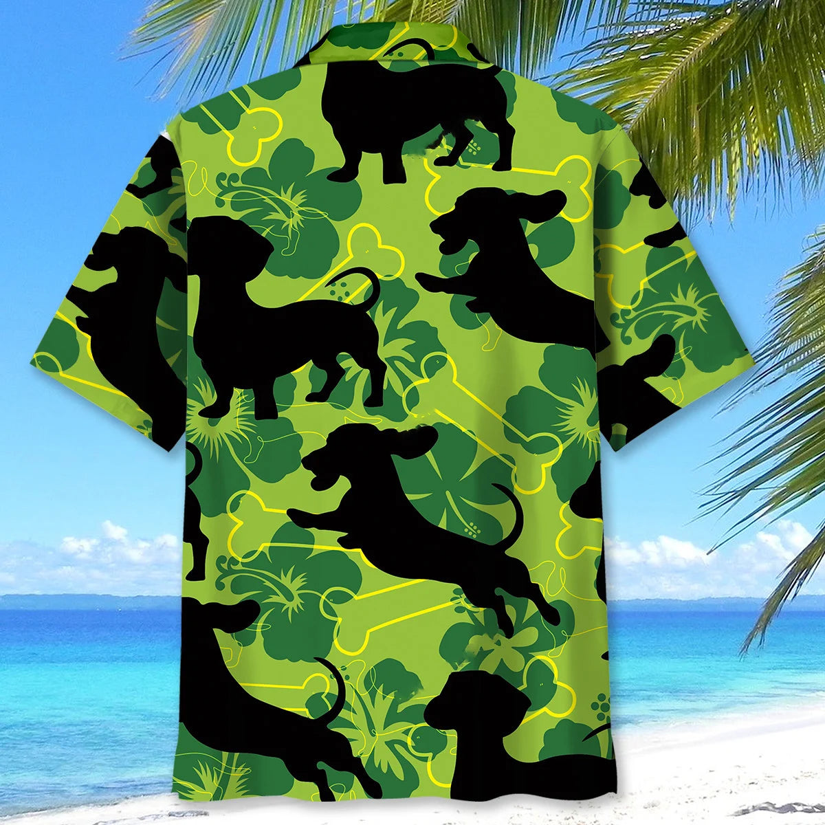 Funny Dachshund Bone Hibiscus Hawaiian Shirt